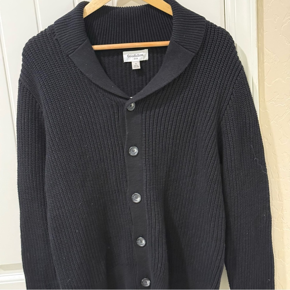 Goodfellow & Co Black Shawl Collar Cardigan Sweater Mens Small NWT